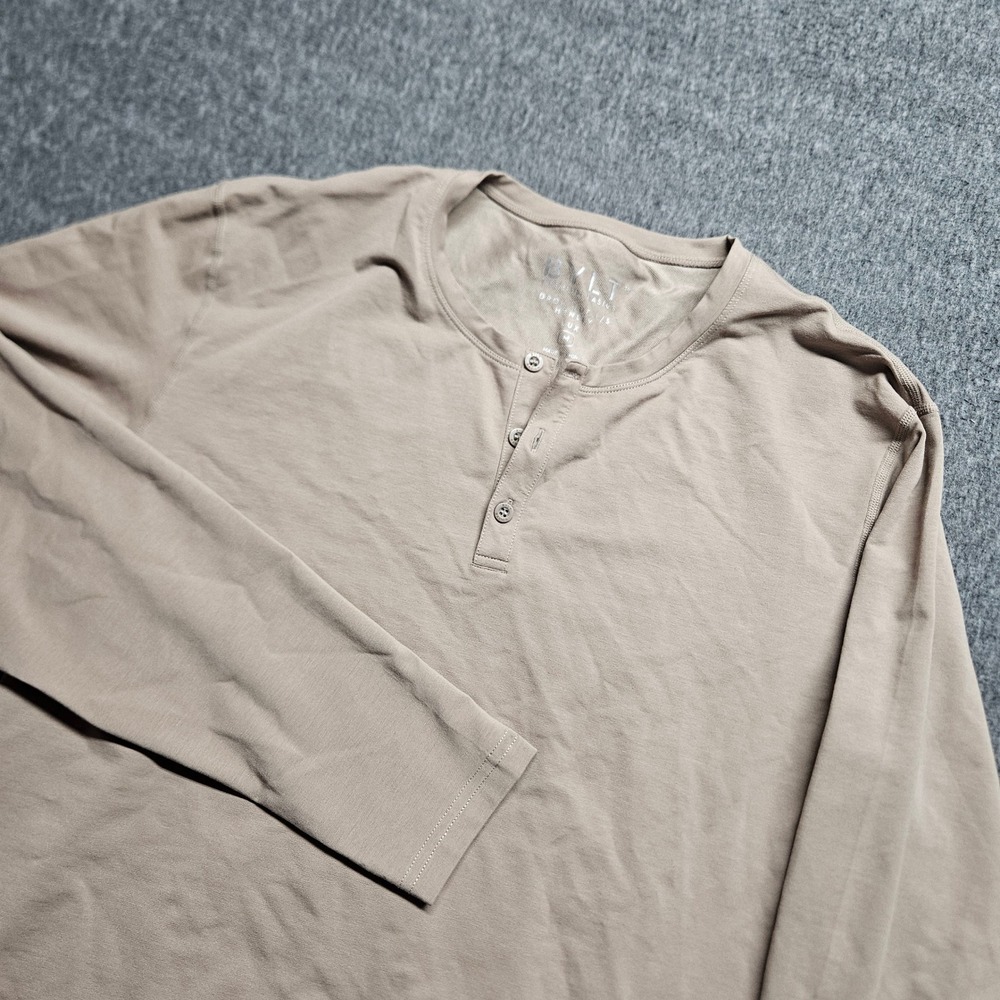 BYLT Drop Cut Henley Mens Medium Sand Long Sleeve Lux Fabric XDC_LS_HNLY_SND_M